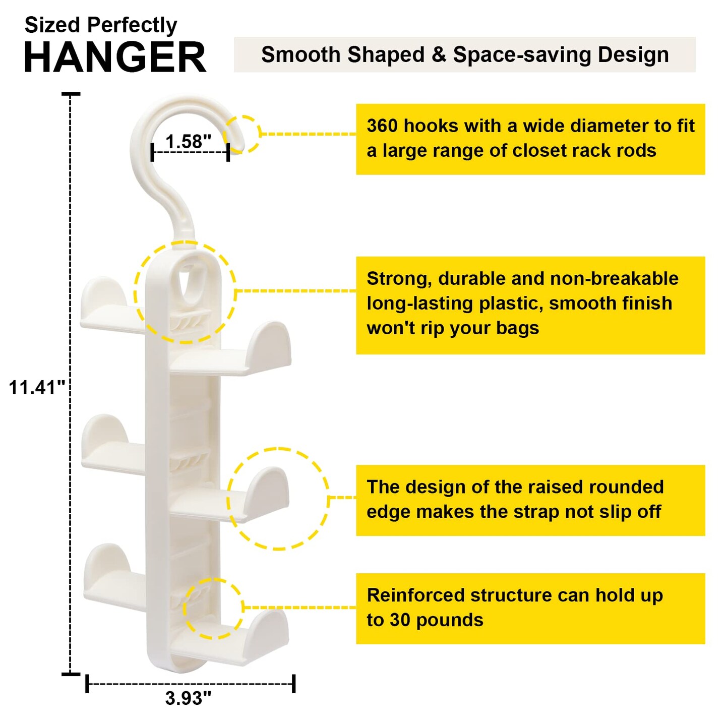 2 Piece Closet-Organizers-and-Storage,Purse Hanger for Closet-Organizer, Purse-Organizer for Organization-and-Storage,Sturdy Hang Closet Storage Bag Organizer for Heavy Bag,College Dorm Room Essentials