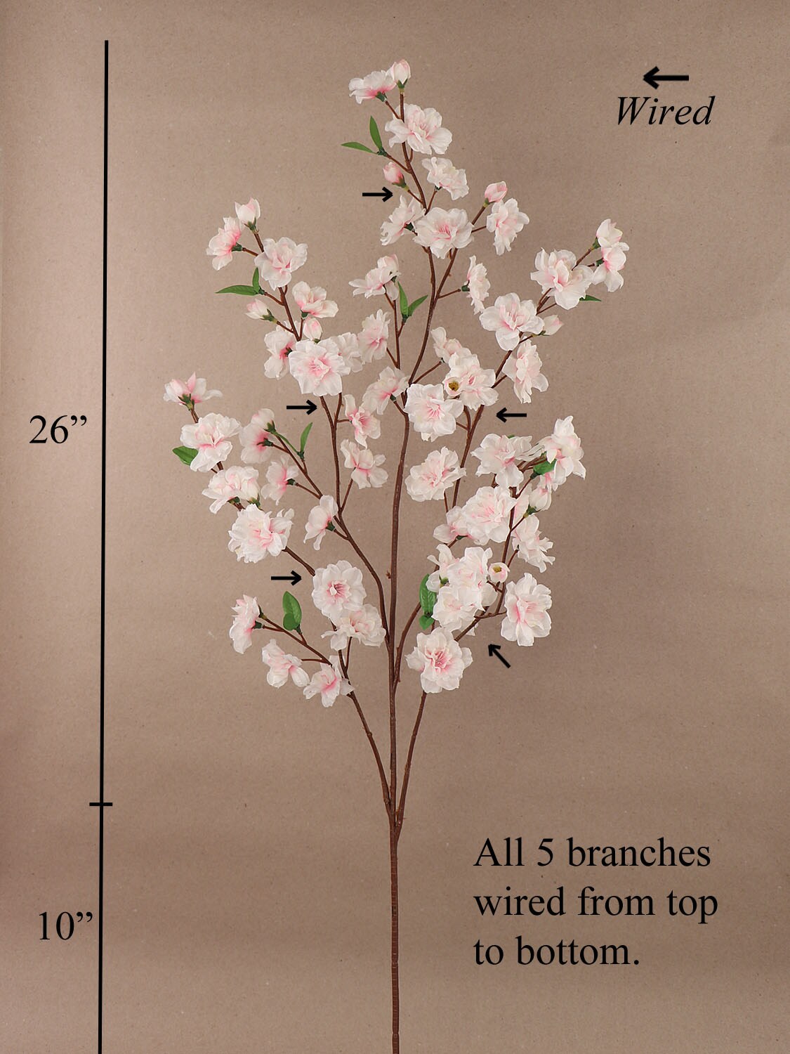 6-Pack Light Pink Cherry Blossom Stems - Realistic Silk Flowers for Floral Arrangements, Bouquets & Home Decor by Floral Home®