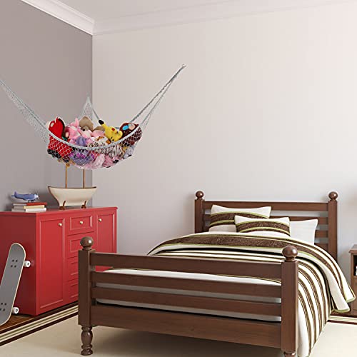 Stuffed Animals Net, Toy Hammock for Stuffed Animals, Jumbo Toy Storage Net 83&#x22; Wall Sling Corner Extra Large Kids Children Mesh Toy Net Organizer (Gray, 83 Inch)