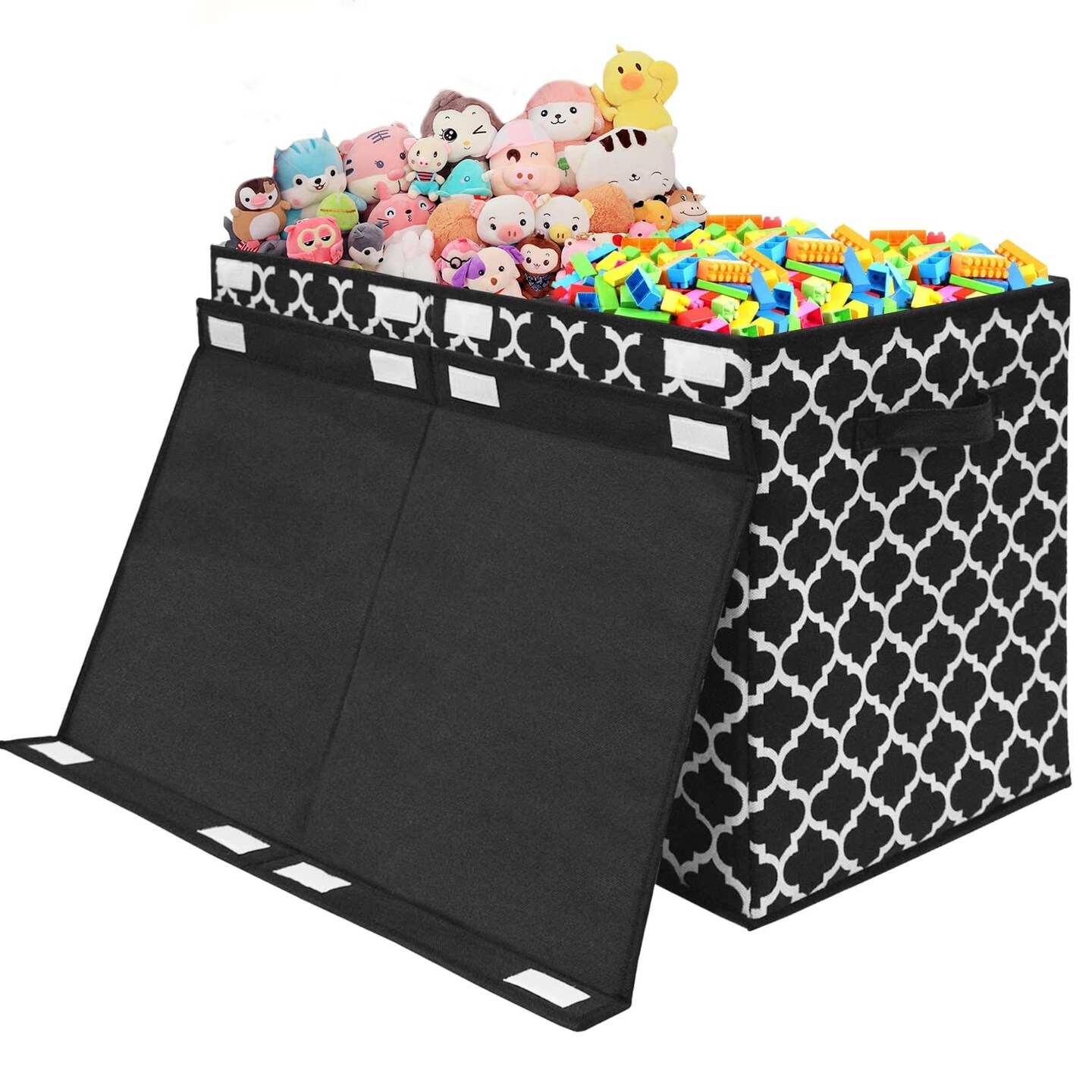 Large Toy Storage Organizer with Lid and Divider - Durable Toy Box for Boys, Kids, Toddler, Collapsible Toy Chest for Living Room Area, Playroom, Nursery, Black