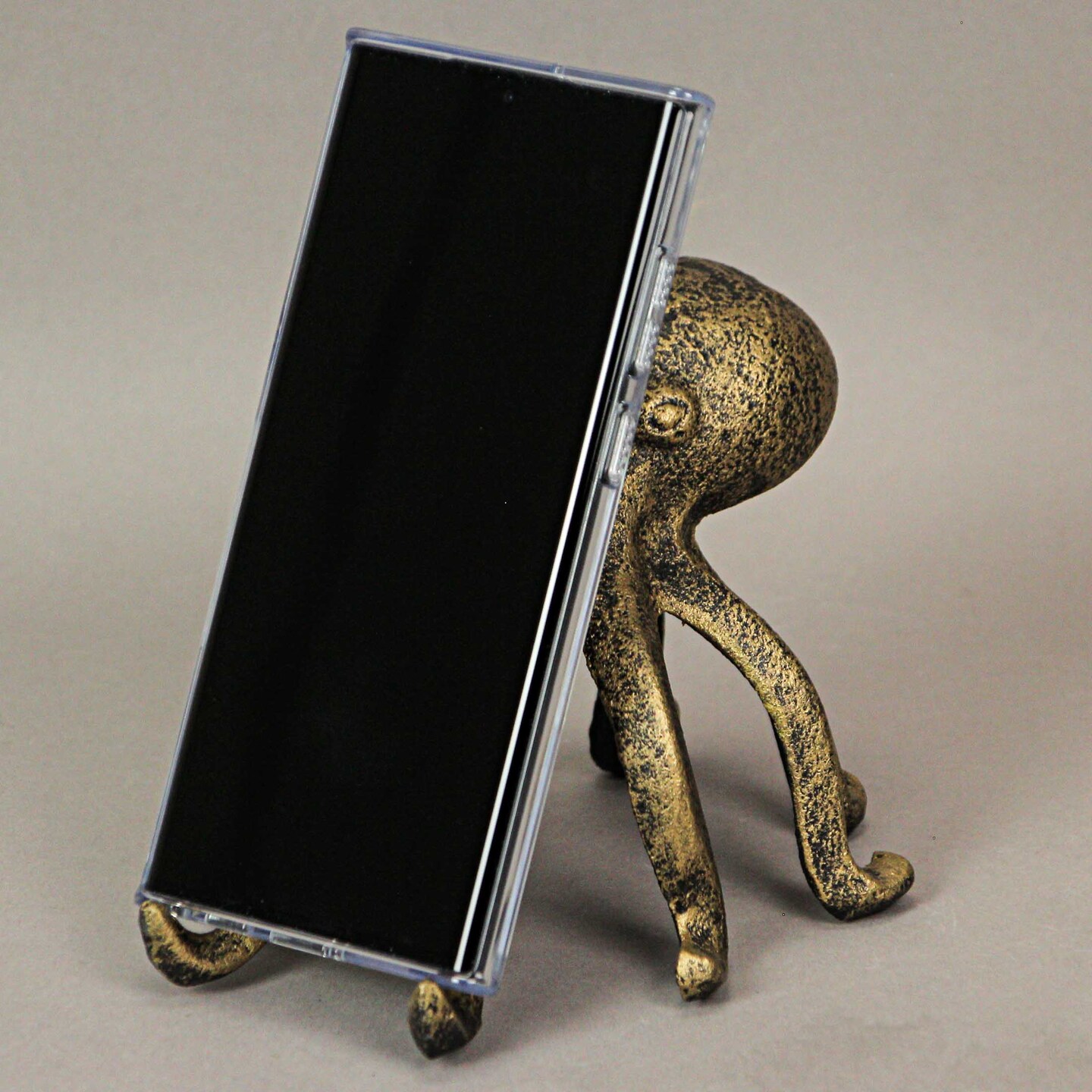 Antique Gold Cast Iron Octopus Phone Holder Stand Decorative Bookend Home Decor