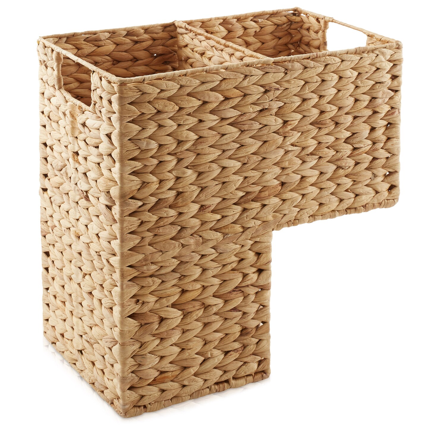Casafield Stair Step Basket with Handles - Woven Water Hyacinth Staircase Basket Storage Bin Organizer
