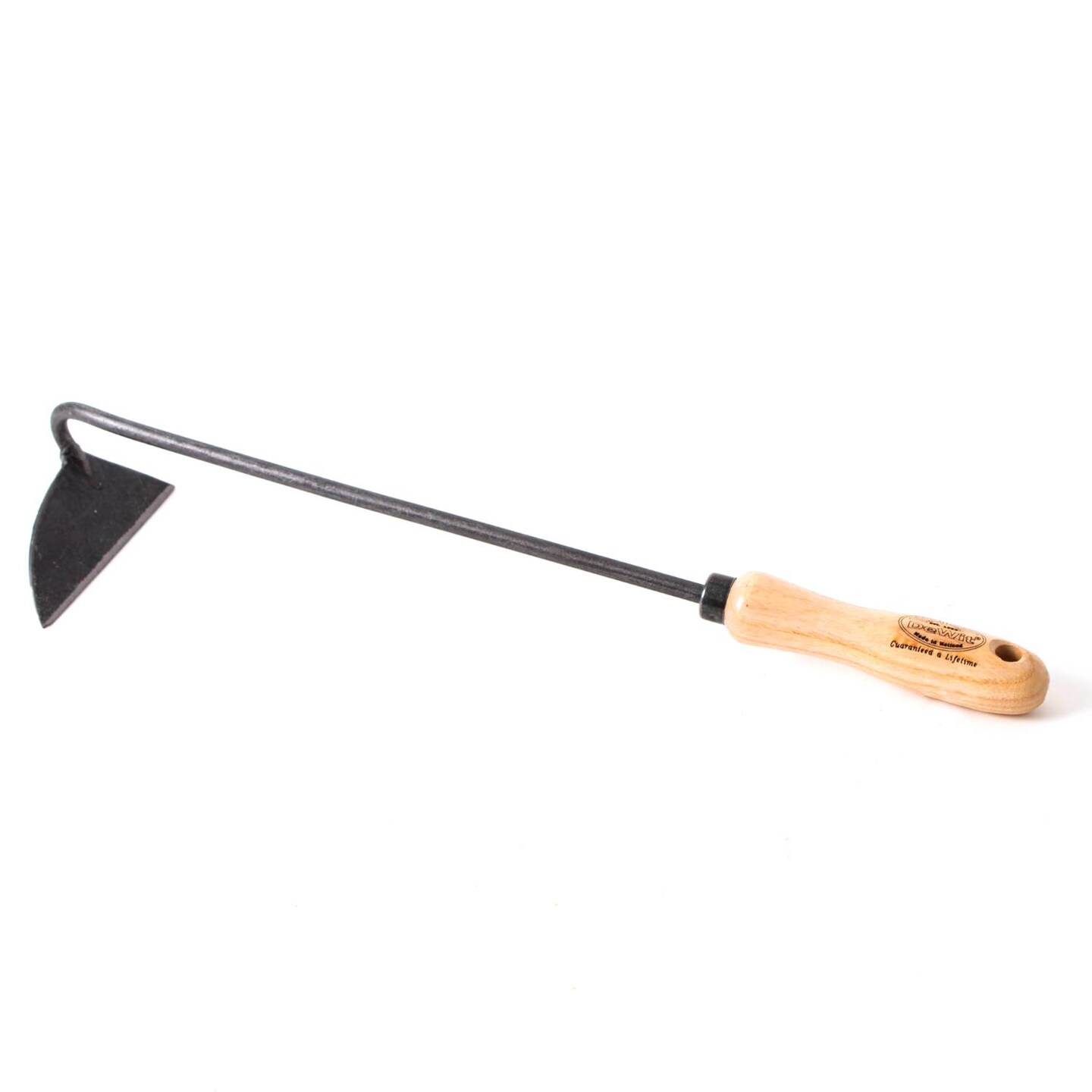 DeWit Right Hand Dutch Hand Hoe - Slices Weeds with Tempered Boron Steel Blade, Ash Wood Handle, 18 inches long