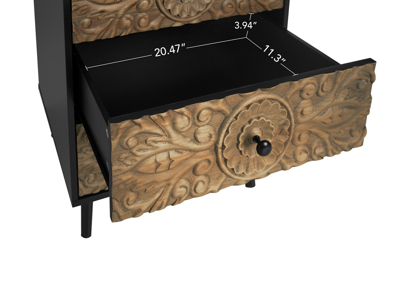 Hand-Carved 3-Drawer Cabinet - 46.83 | Elevate Your Space