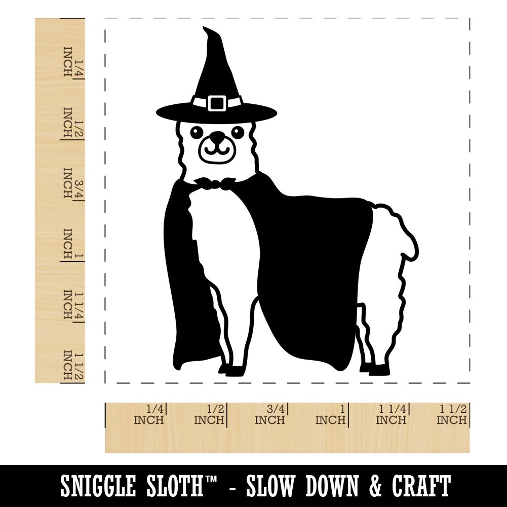 Halloween Llama Alpaca Witch Self-Inking Rubber Stamp Ink Stamper