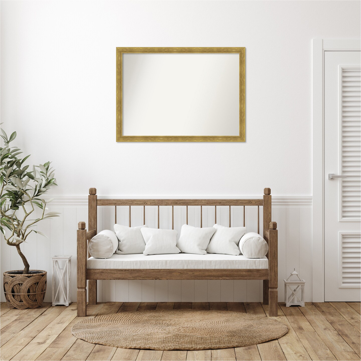 Angled Gold Non-Beveled Custom Framed Bathroom Vanity Wall Mirror