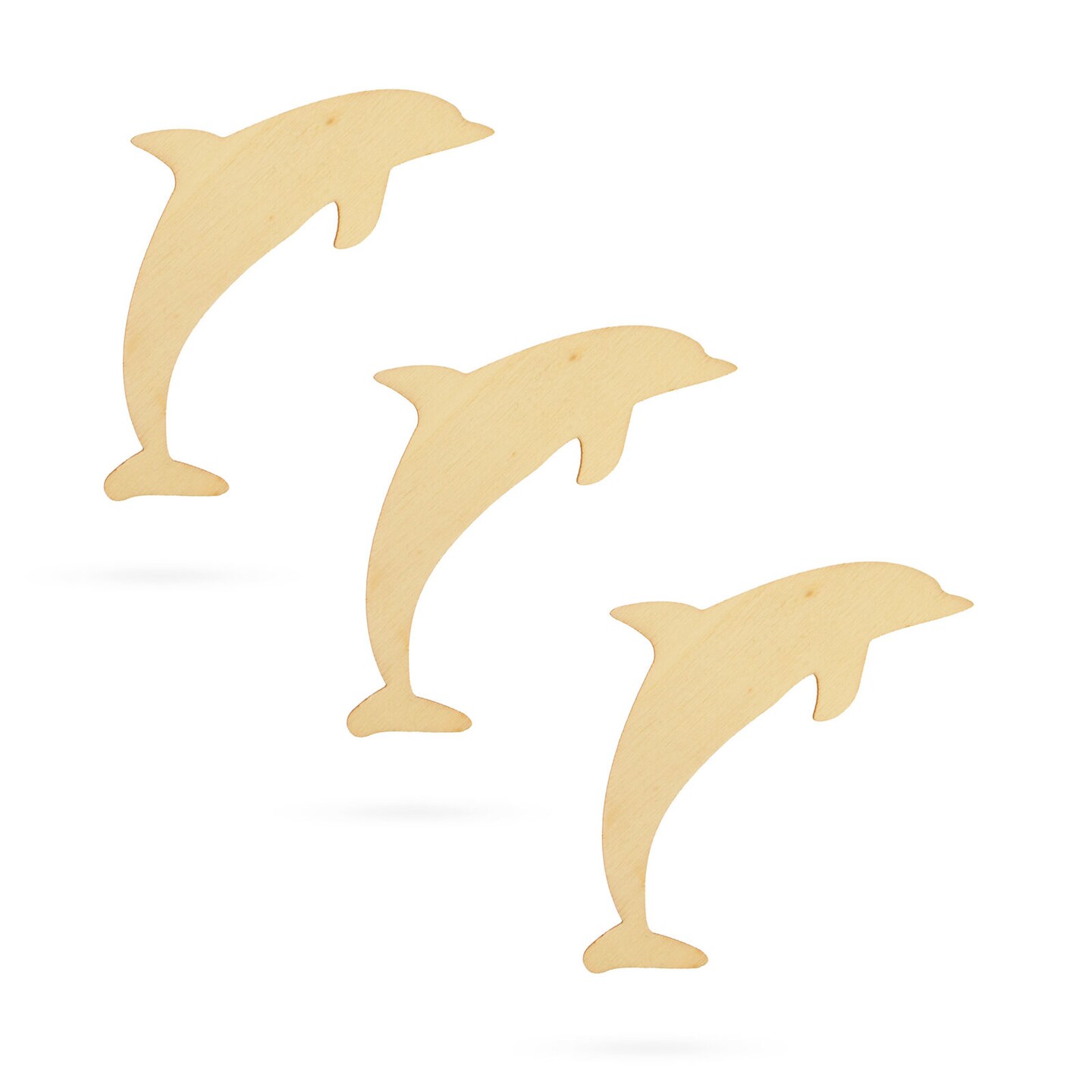 3 Dolphin Unfinished Wooden Shapes Craft Cutouts DIY Unpainted 3D Plaques 4 Inches