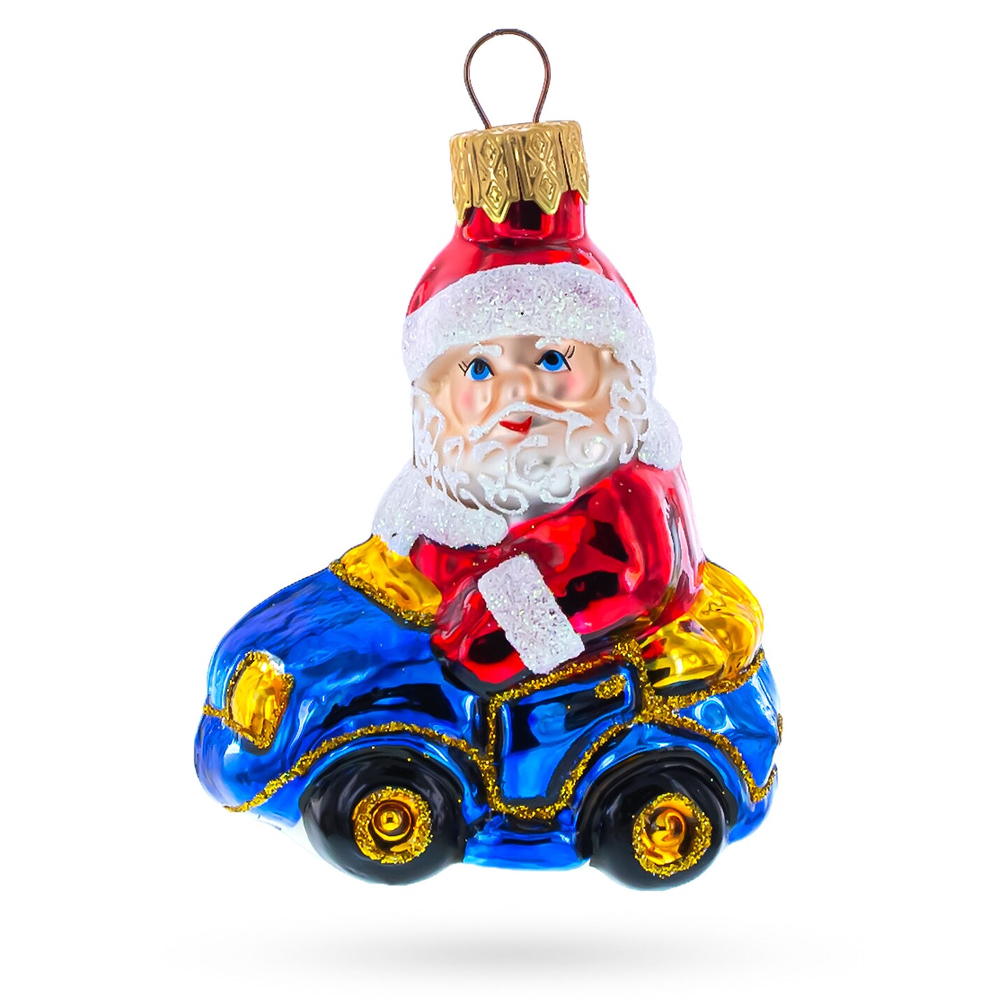 Santa Driving Blue Car Glass Ornaments Michaels