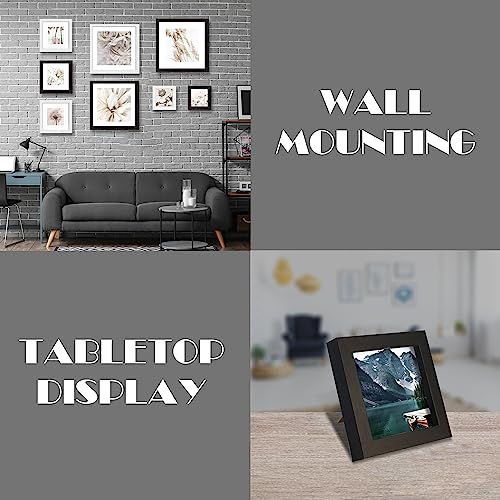 Hongkee 4x4 Black Picture Frames set of 3, Made of Wooden and Real Glass Small Square frame - Display on Table Desk Top or Wall Hanging