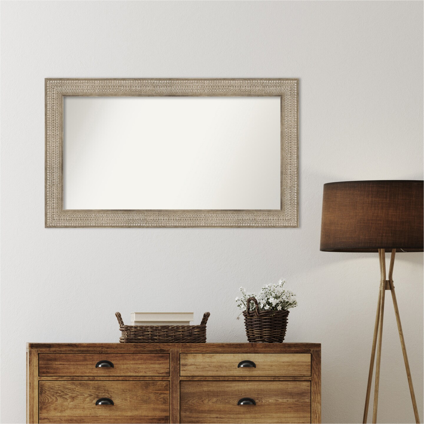 Trellis Silver Non-Beveled Custom Framed Bathroom Vanity Wall Mirror