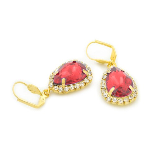 RM 18k Gold Filled Red Crystal Hanging Earrings