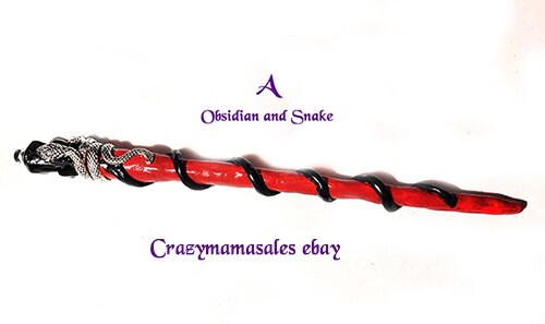 Handcrafted Black Obsidian with Snake Charm Cosplay Witch Wizard Magic Wand | MakerPlace by Michaels Handcrafted Black Obsidian with Snake Charm Cosplay Witch Wizard Magic Wand | MakerPlace by Michaels
