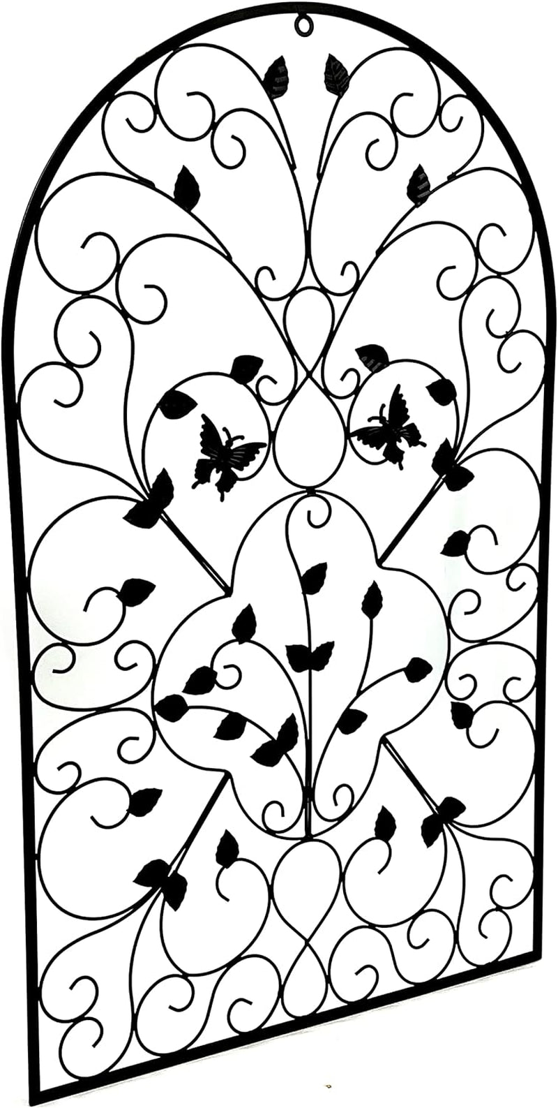 23196 Metal Wall Art 3D Wrought Iron Sculpture Spanish Arch 31 Inch Victorian Unique Design Outdoor Garden Plaque Butterfly Scroll Boho Farmhouse Cottage Lodge Country Home Decor Medallion