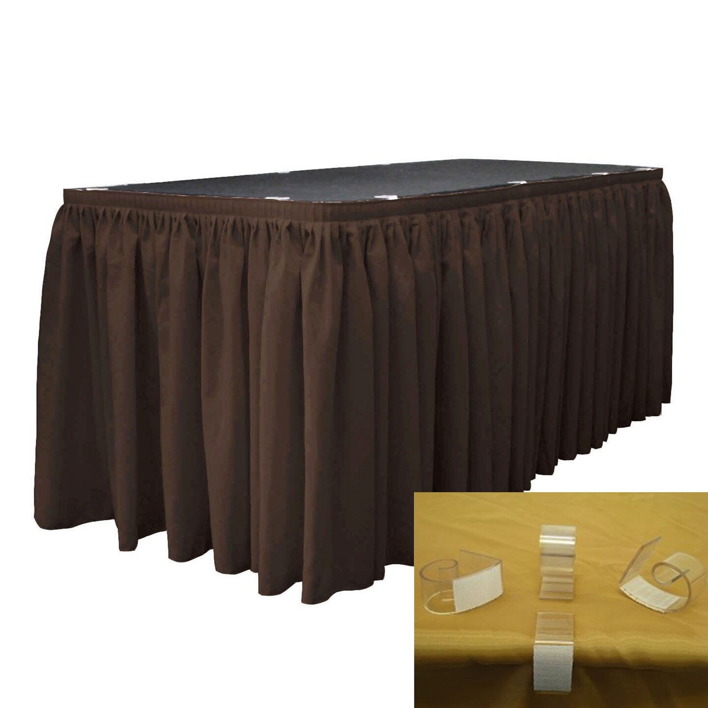 Polyester Poplin Table Skirt 14 -foot By 29-inch Long With 10 L-clips