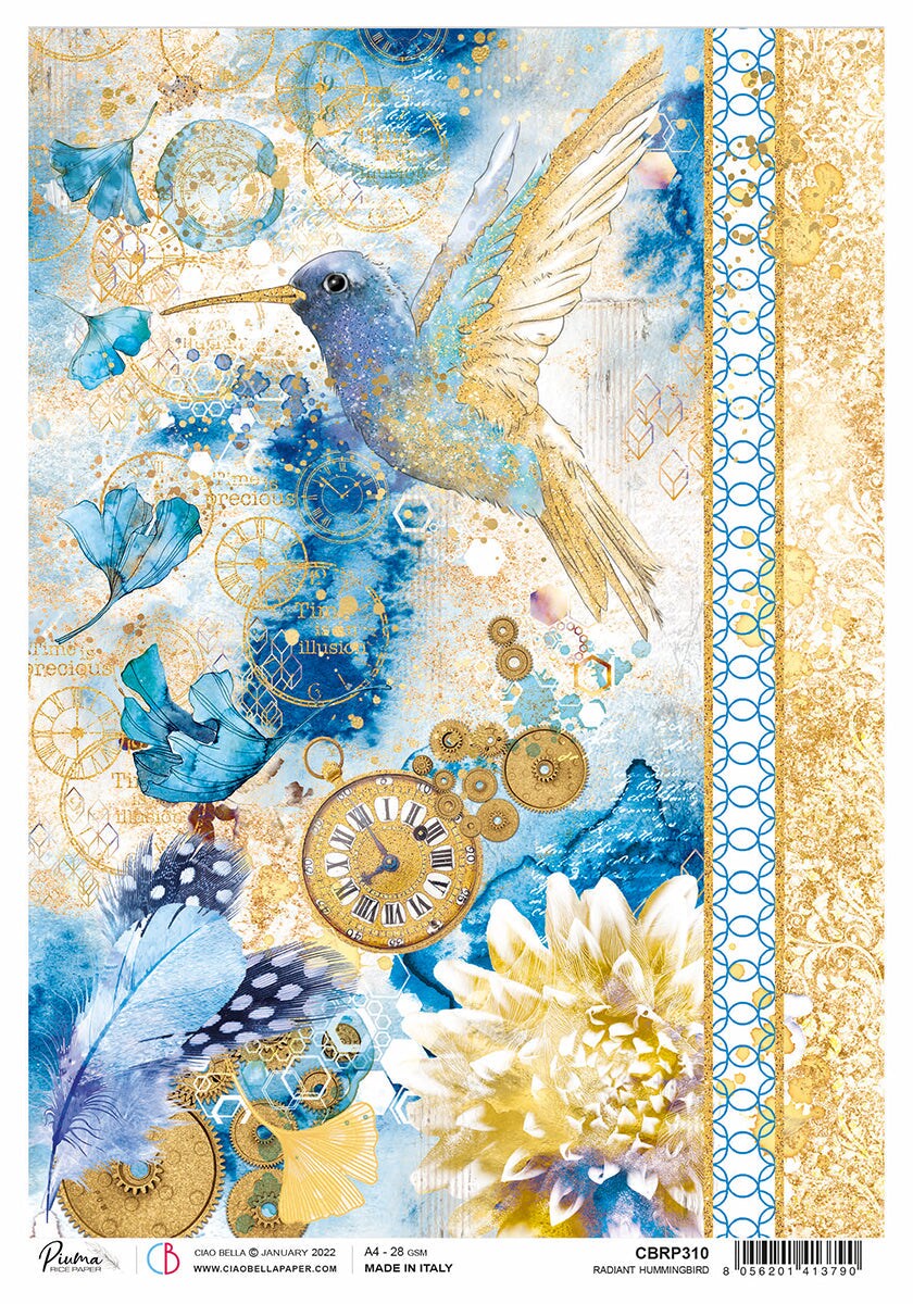 Ciao Bella Rice Paper A4 Piuma Radiant hummingbird - 5 Sheets