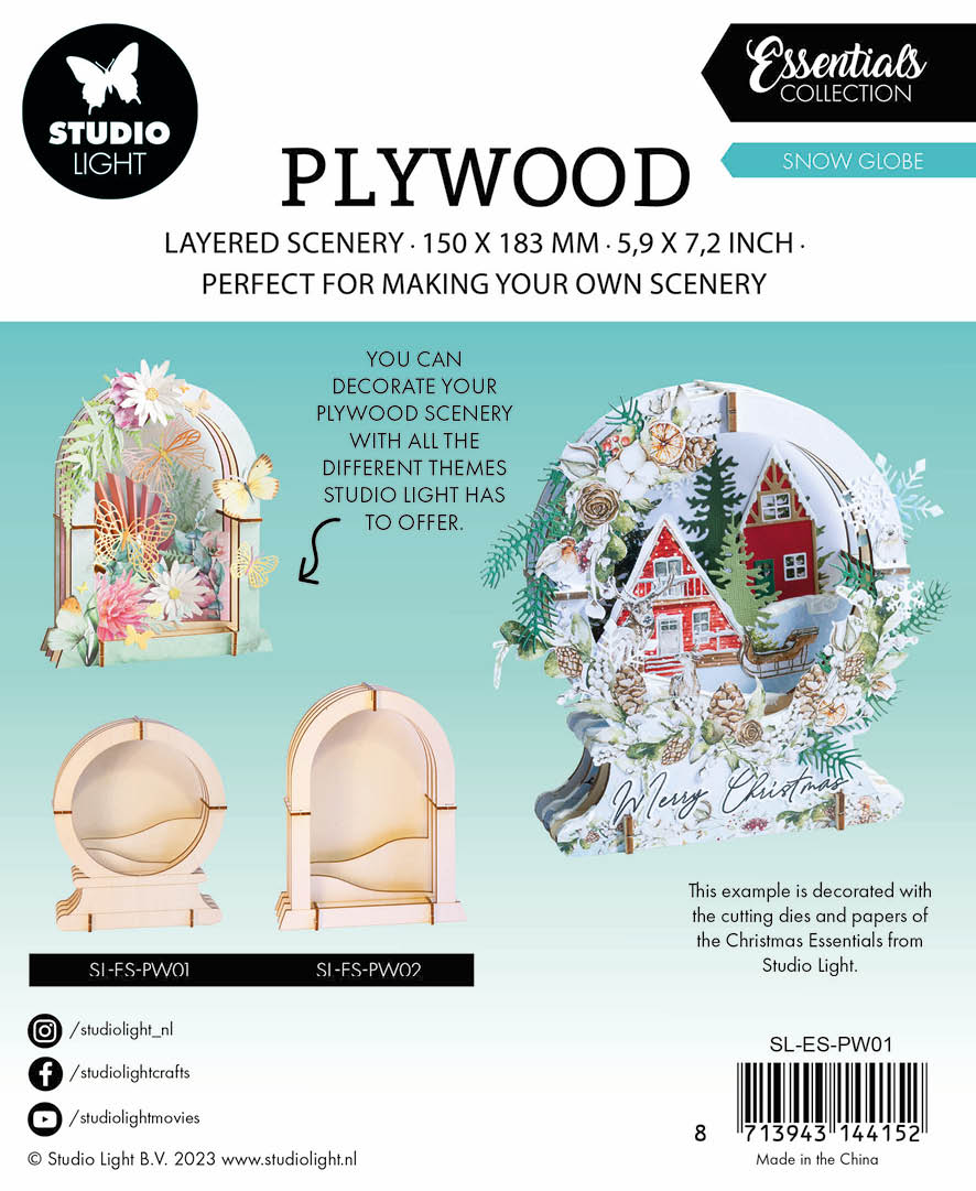 Studio Light SL Plywood Snow Globe Essentials 150x183x12mm 9 PC nr.01