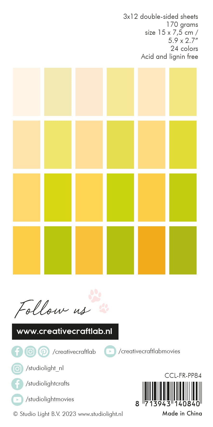 Studio Light CCL Mini Paper Pad Hoppity Friendz 150x75xmm 36 SH nr.84