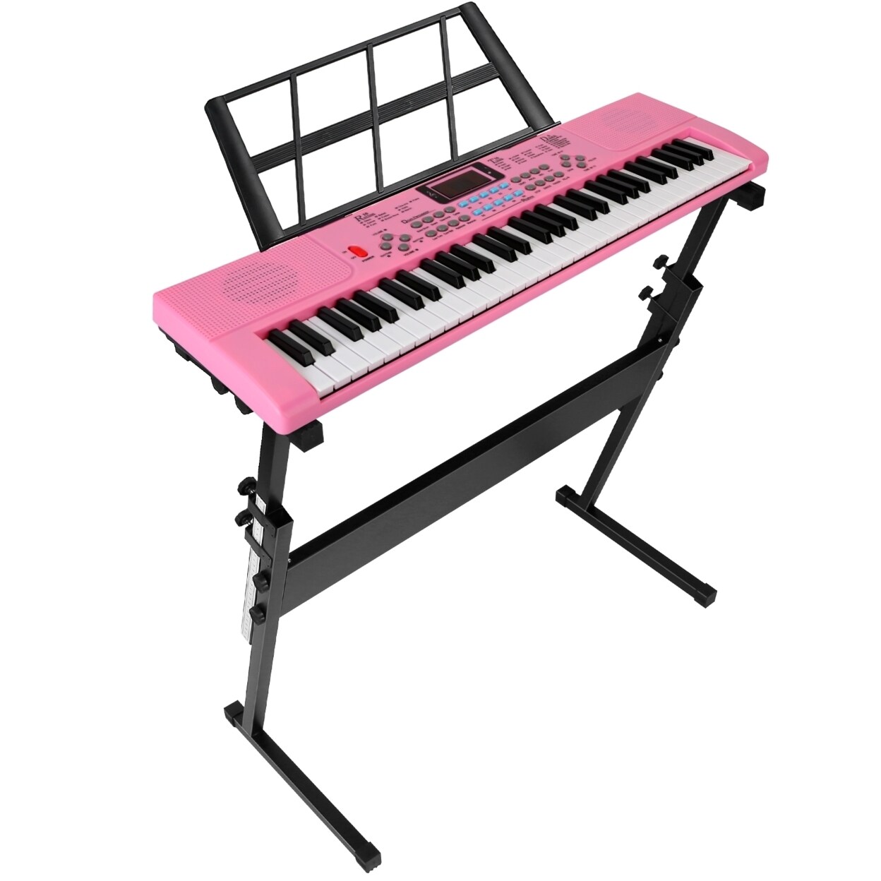 61 Keys Digital Music Keyboard Set With Stand Microphone For Beginners Black