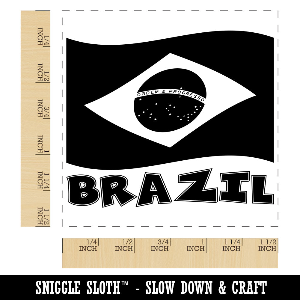 Brazil with Waving Flag Cute Self-Inking Rubber Stamp Ink Stamper