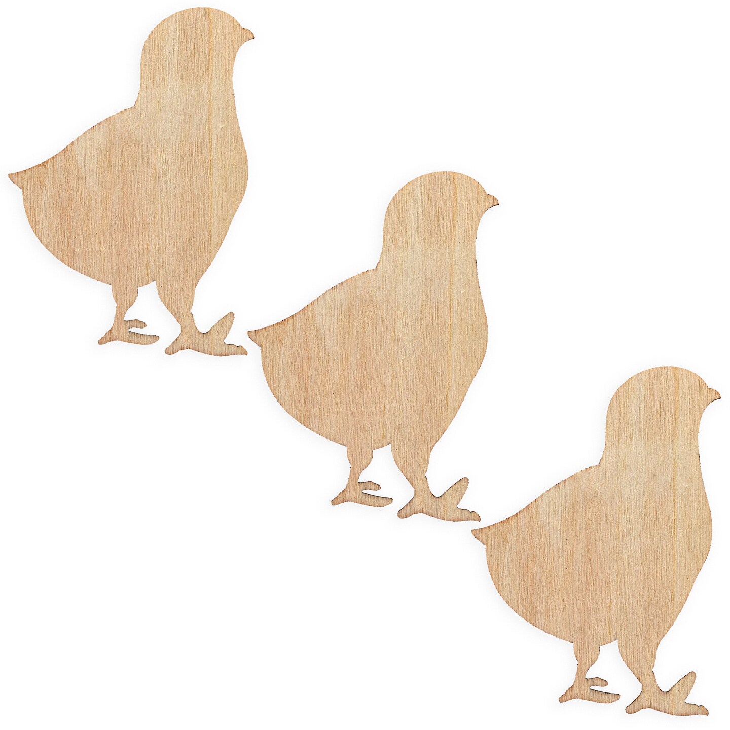 3 Chicks Unfinished Wooden Shapes Craft Cutouts DIY Unpainted 3D Plaques 4 Inches