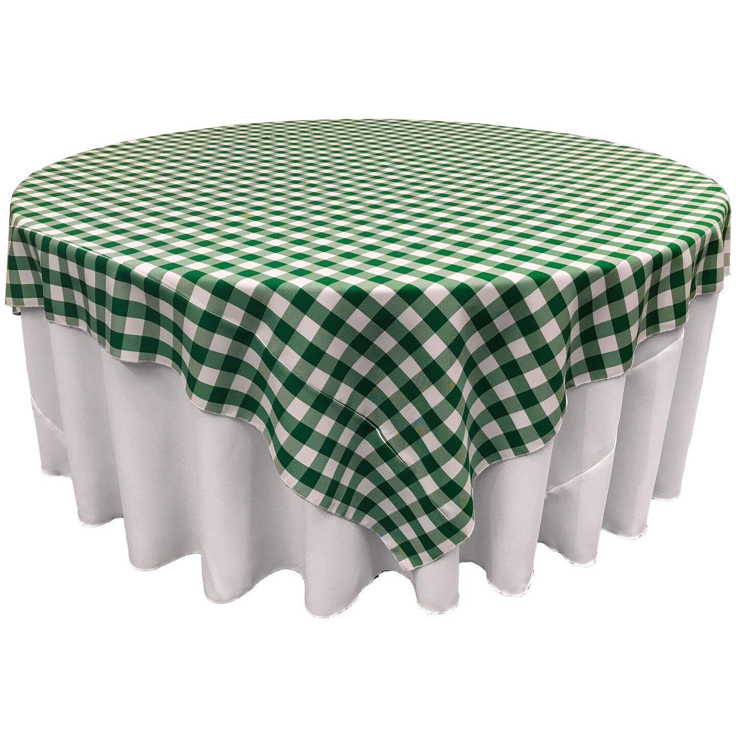 Square Tablecloth 90 x 90 Inch Gingham Checkered Polyester Overlay Use