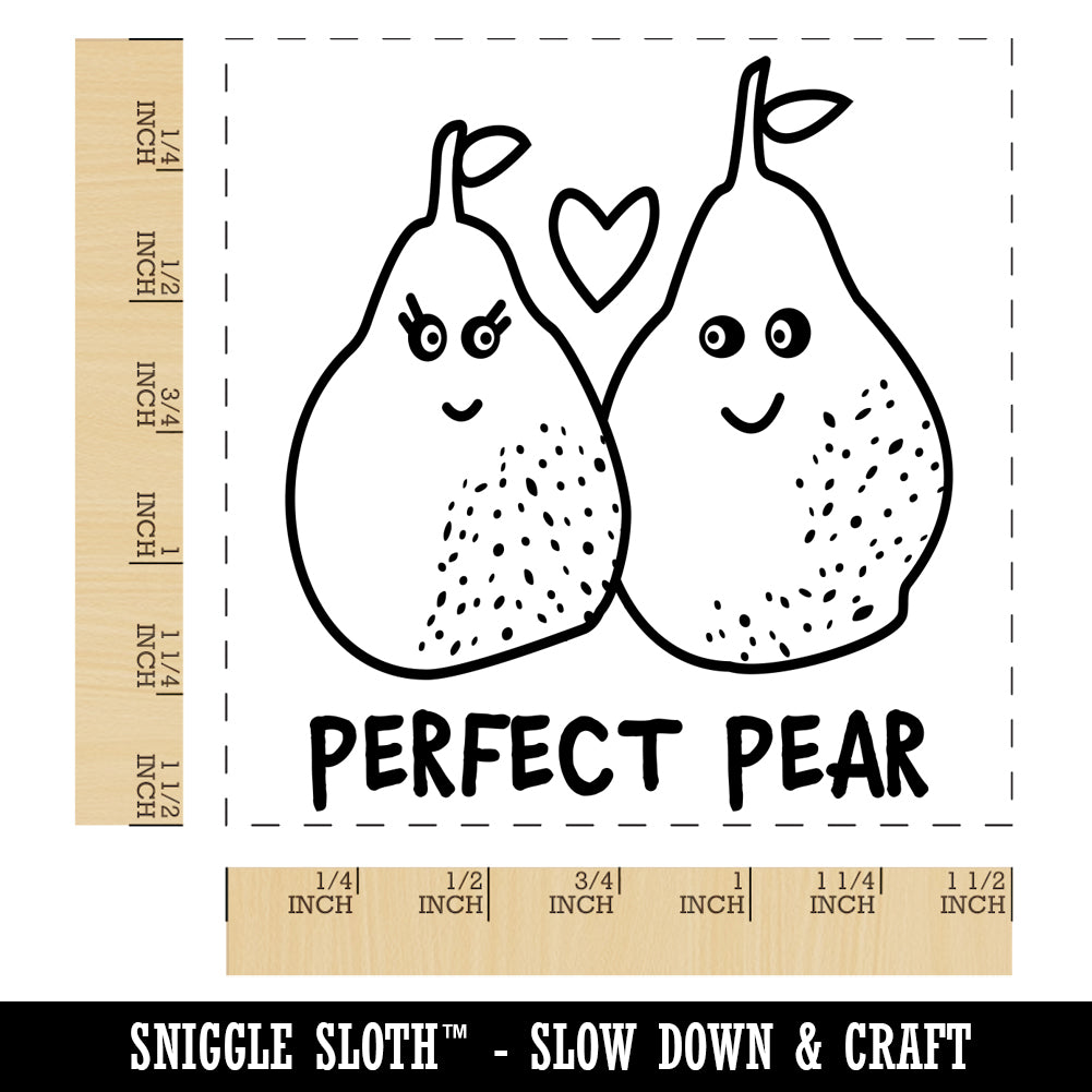 Perfect Pear Pair Love Doodle Self-Inking Rubber Stamp Ink Stamper