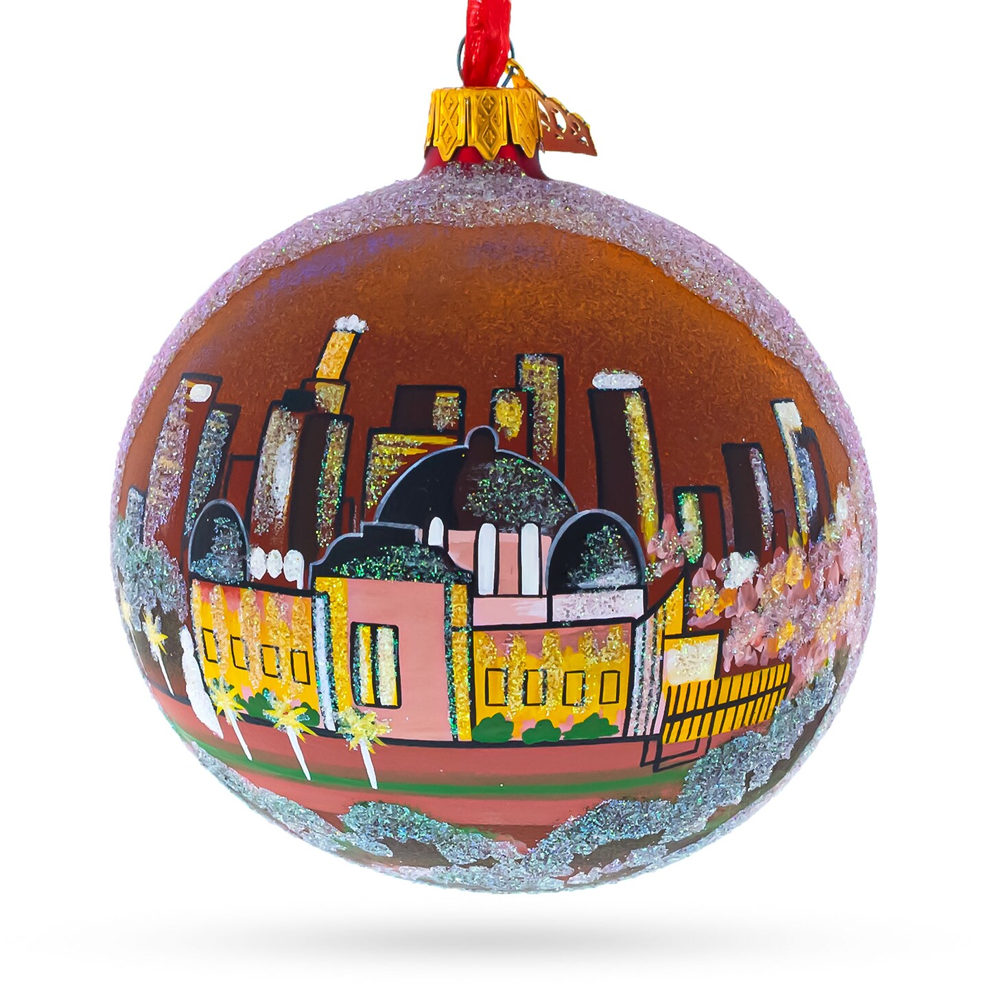 Los Angeles, California Glass Ball Christmas Ornament 4 Inches