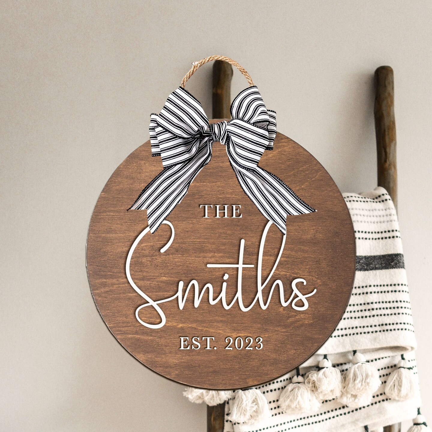 Online personalized large door tags sign | custom name sign | last name sign | wedding gift | wedding decor | newlywed gift | door sign | wreath