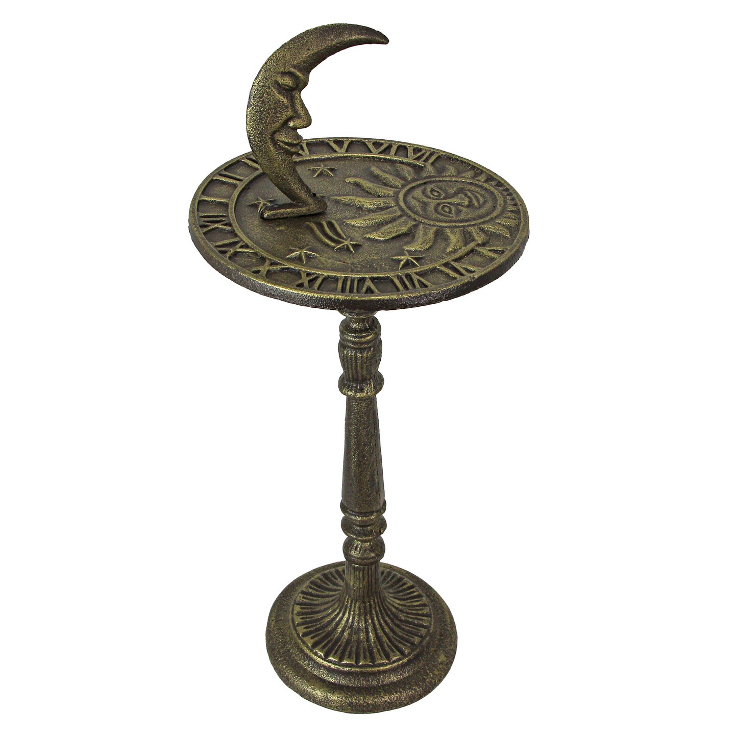 23in Bronze Cast Iron Celestial Sundial Decorative Garden Pedestal Sun Clock