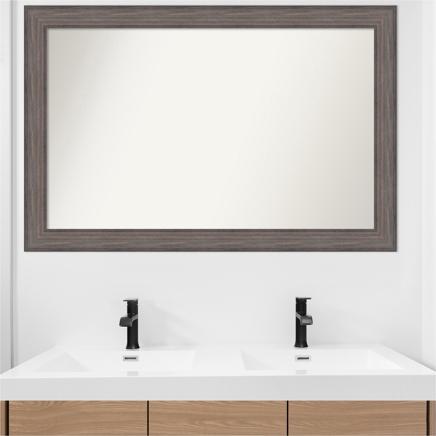 Country Barnwood Non-Beveled Custom Framed Bathroom Vanity Wall Mirror