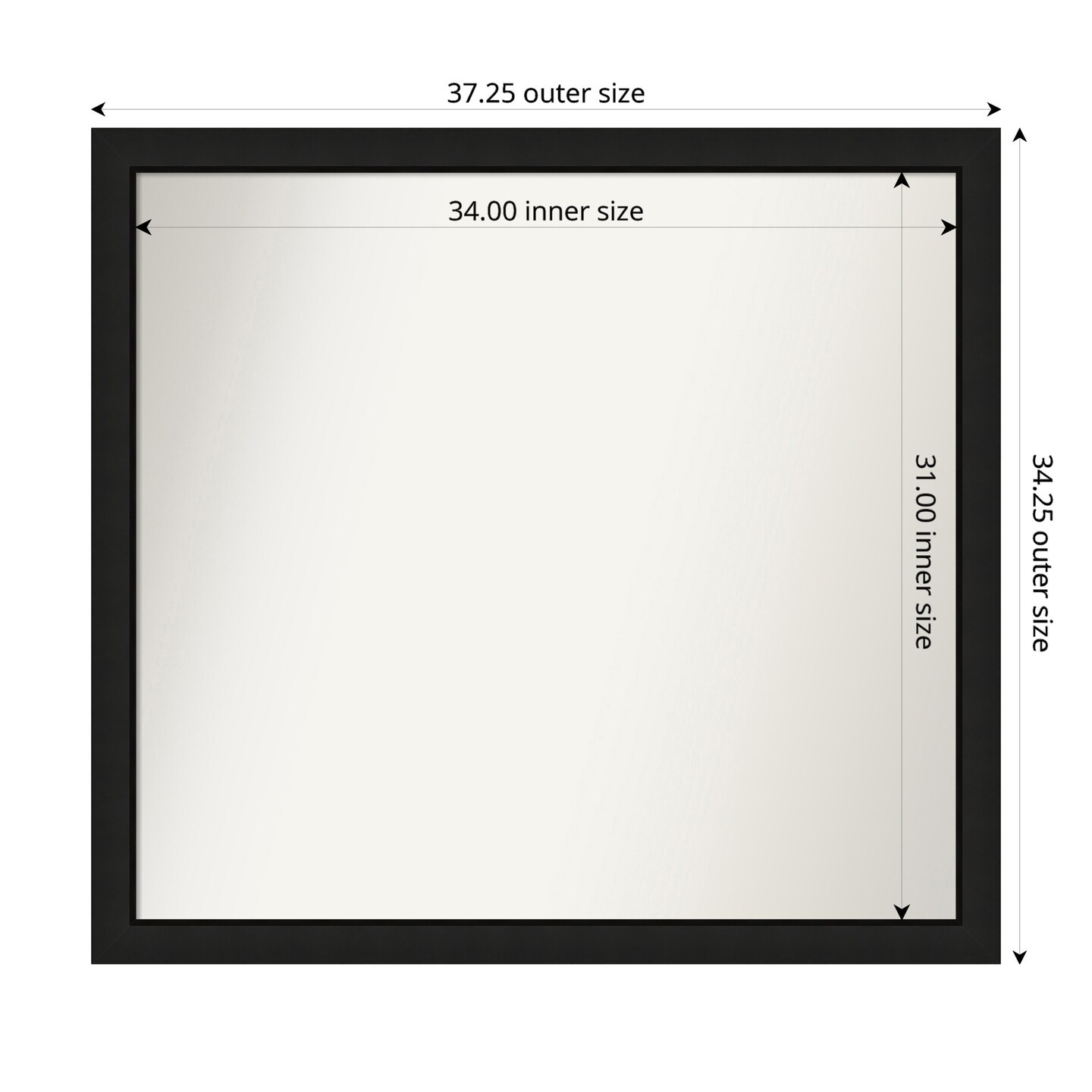 Midnight Black Narrow Non-Beveled Custom Framed Bathroom Vanity Wall Mirror