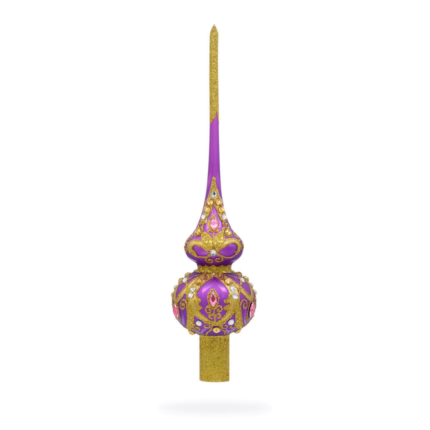 Gold and White Jewels on Purple Glass Tree Topper Michaels