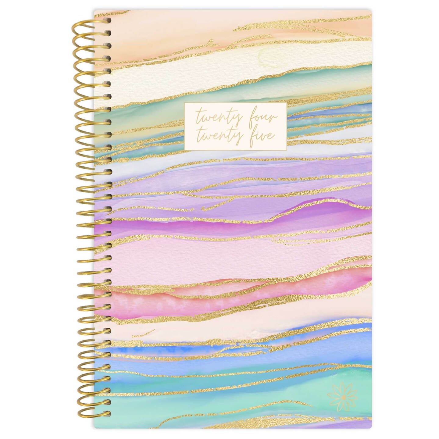 bloom daily planners 2024-25 Soft Cover Planner, 4&#x22; x 6&#x22;, Watercolor Waves