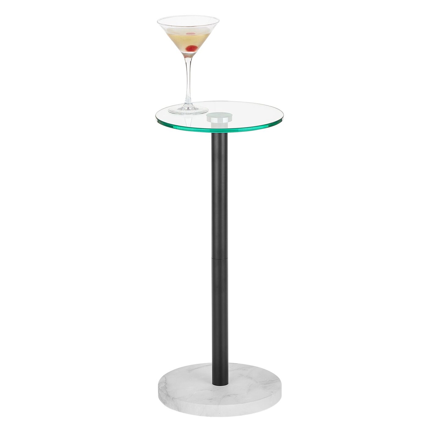 mDesign Metal/Glass Top Round Accent Side/End Drink Table Furniture