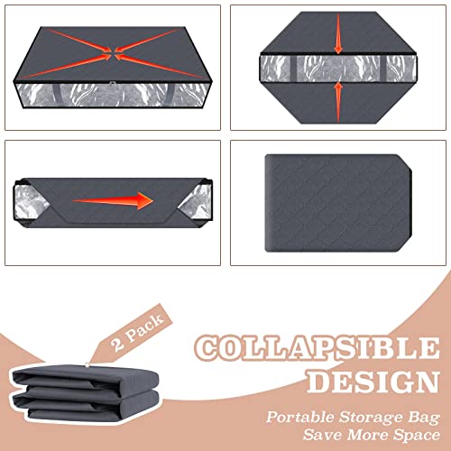 2 Pieces Storage Bags, Clothes Storage,Under bed Storage Containers With Durable Handles,Large Capacity Storage Bins,Foldable Storage Organizers For Clothes,Bedding and Toys-75L/Grey