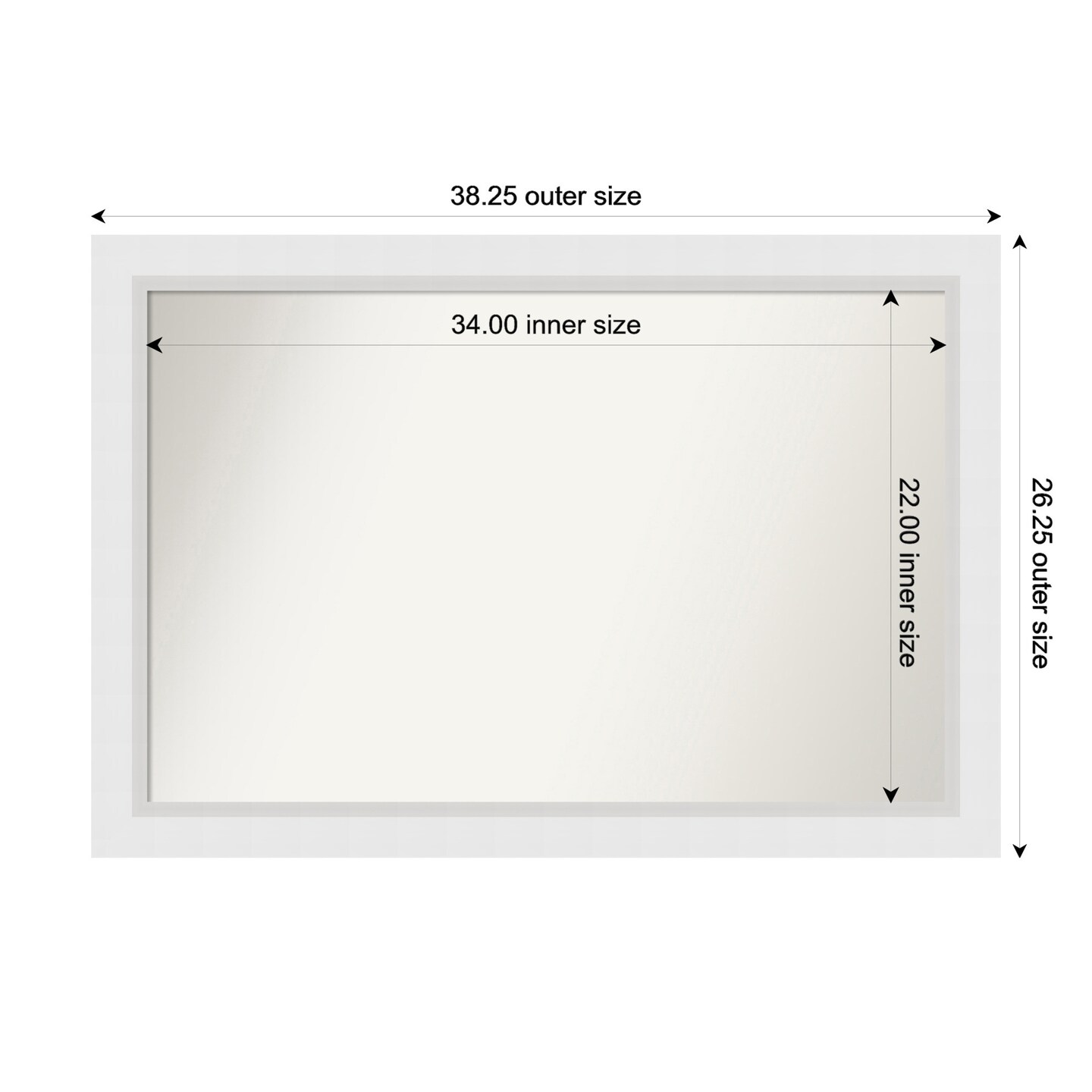 Blanco White Non-Beveled Custom Framed Bathroom Vanity Wall Mirror