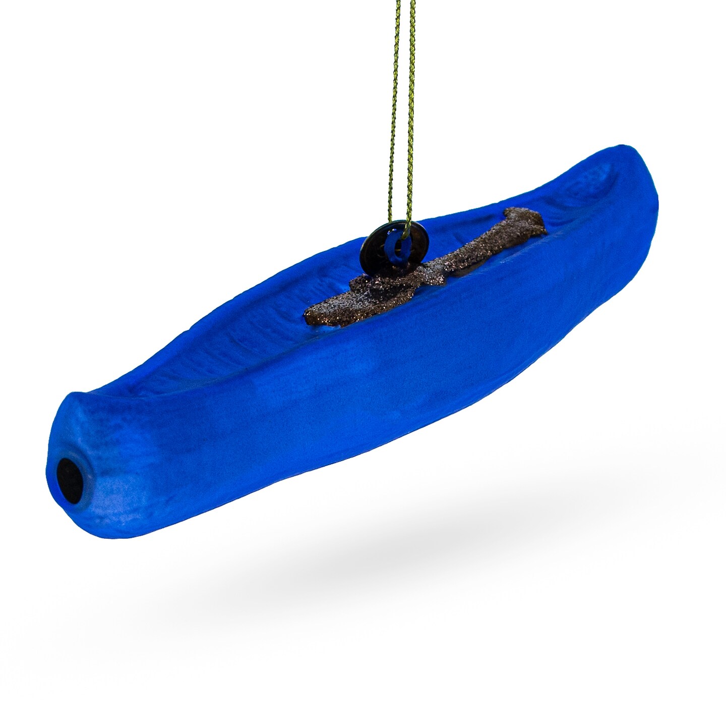 Blue Canoe Blown Glass Christmas Ornament