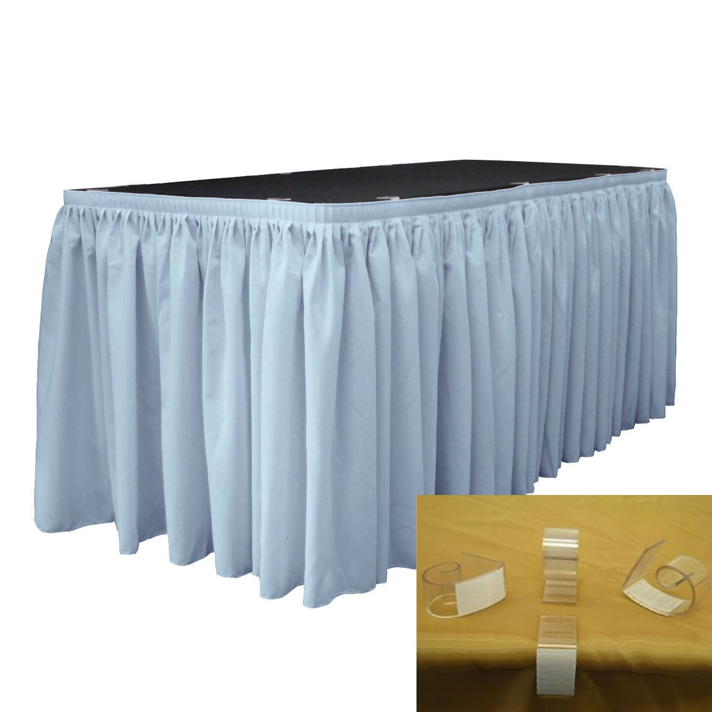 Polyester Poplin Table Skirt 17-foot By 29-inch Long With 10 L-clips