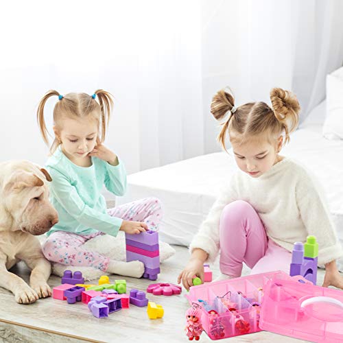 3-Tier Pink Craft Storage Container, Stackable Organizer Box with Dividers for Art Supplies, Beads, Washi Tapes, Seed, Hair Accessories, Nail, 9.5X6.5X7.2in