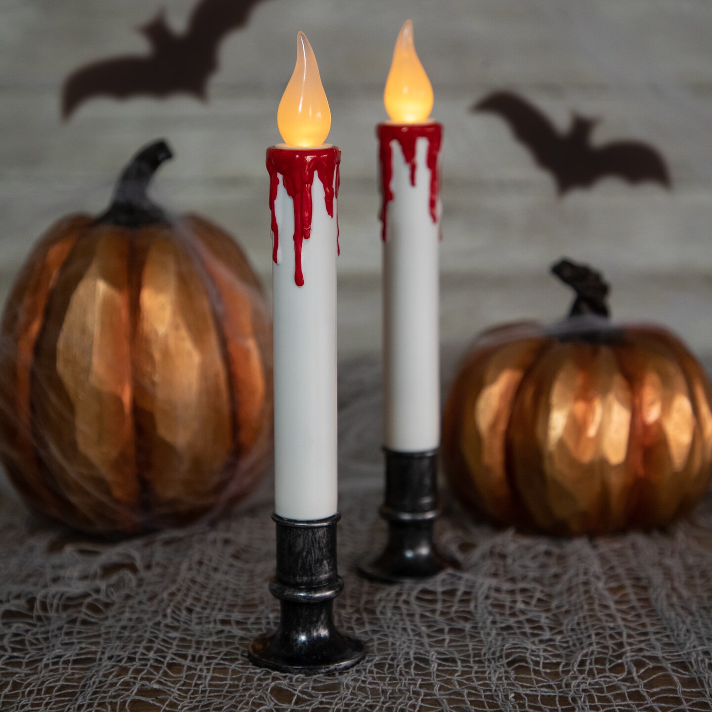 Northlight LED with Timer Dripping Blood Halloween Taper Candles - 9" - Set of 2