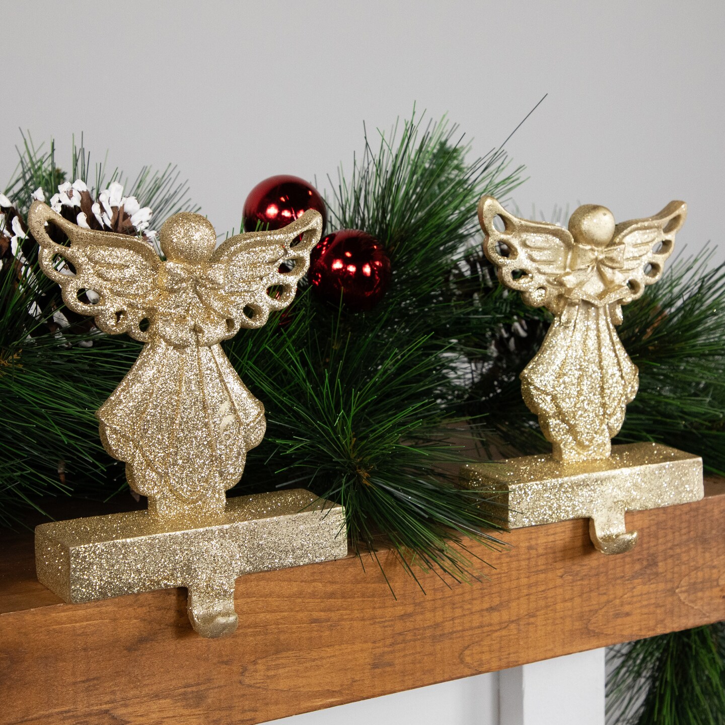Northlight Angel Glittered Christmas Stocking Holders - 5.5&#x22; - Gold - Set of 2