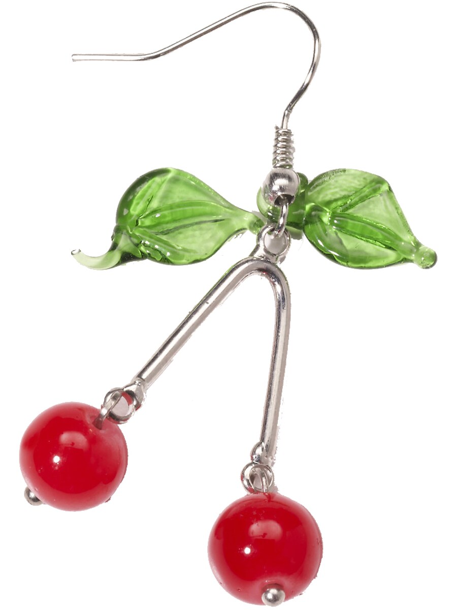 Adult Or Kids Red Retro Rock Cherry Earrings Costume Accessories