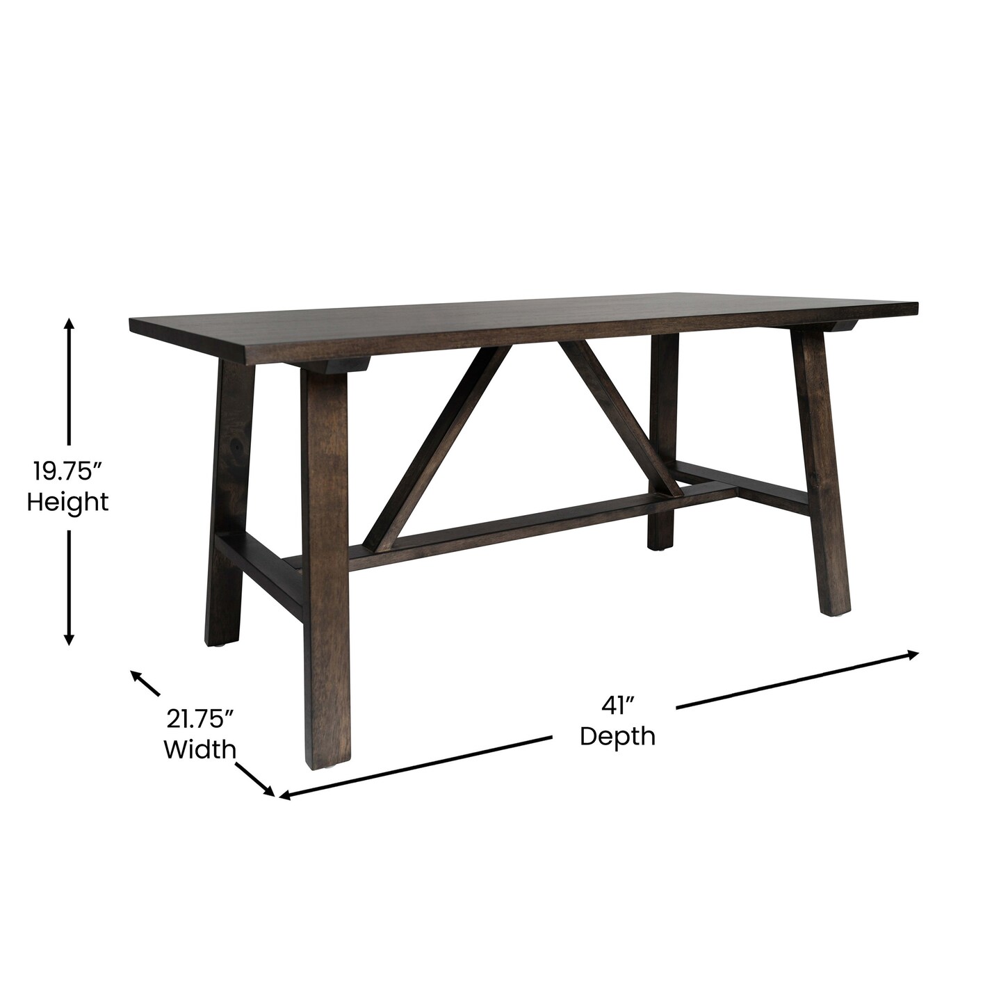 Merrick Lane Mabel Farmhouse Trestle Coffee Table, Solid Wood Rustic Accent Table