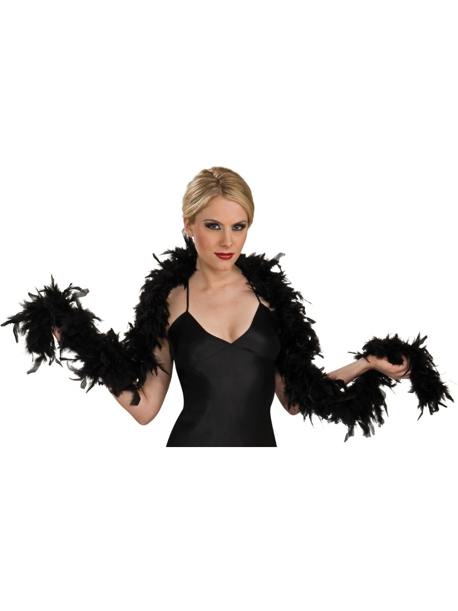 Deluxe 133g Black Gangster Costume Turkey Feather Boa
