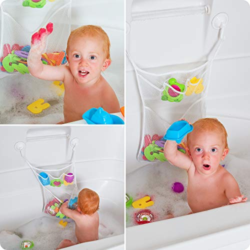 Lilly&#x27;s Love Bath Toy Storage - Large 14 x 20 inch Bathtub Toy Holder + 2 Locking Hooks, Quick Dry &#x26; Easy for Kids to Put Bath Toys Away