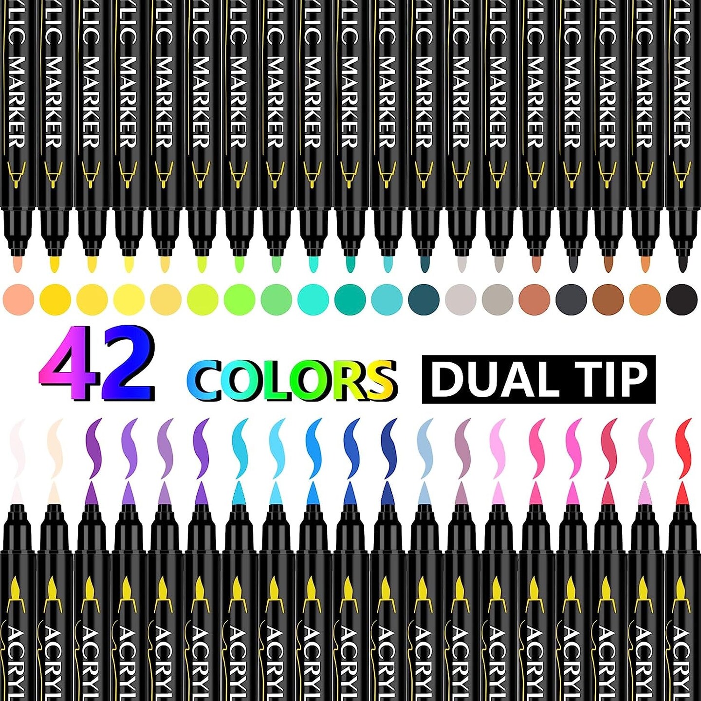  Brush Tip Acrylic Paint Markers Paint Pens Set,Ideal