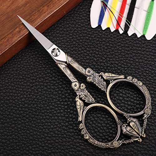 LIVINGO 4.5” Small Sharp Embroidery Scissors, Precise Detail Pointed Tip  Stainless Steel Shears for Cutting Fabric, Needlework Thread Yarn Craft