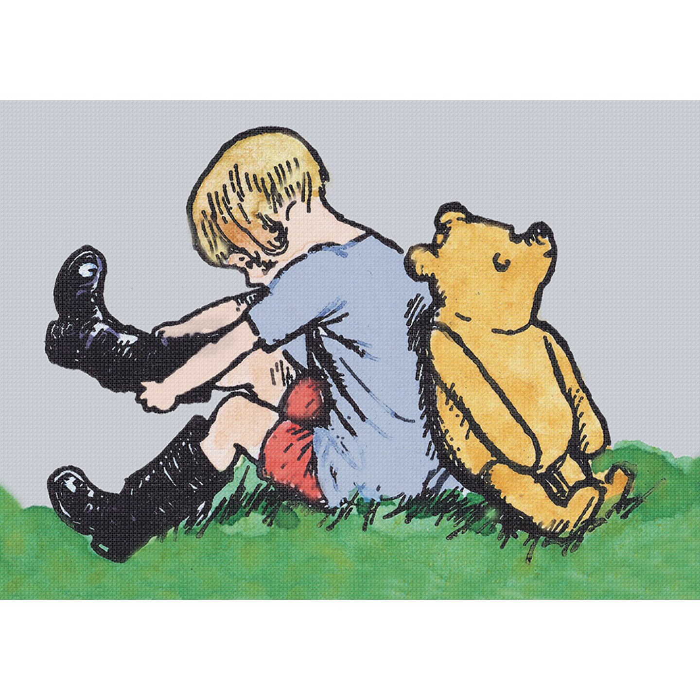Pooh Bear and Christopher Robin Counted Cross Stitch Pattern