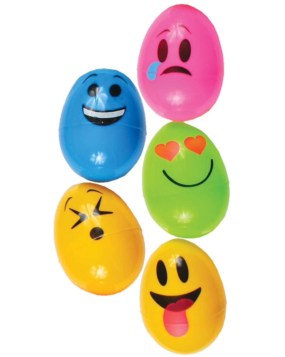 Set Of 5 Assorted Large Color Emoticon Emoji Face Easter Eggs Decorations