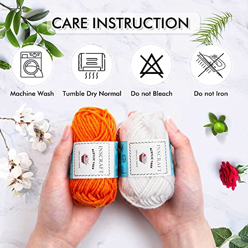52 Acrylic Yarn Skeins, 1820 Yards 52 Colors, 2 Crochet Hooks, 2 Weaving Needles, 10 Stitch Markers, 1 Bag, for Crocheting &#x26; Knitting, Gift Beginners and Adults